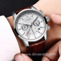 LIGE Mens Watches Top Brand Leather Chronograph Waterproof Sport Automatic Date Quartz Watch For Men Relogio Masculino